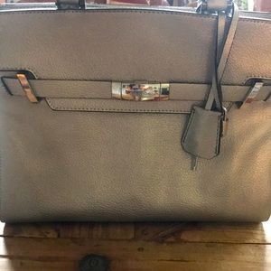 Silver leather large Calvin Klein tote